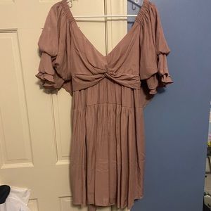women’s size medium dusty pink mustard seed dress with tie up back and open back